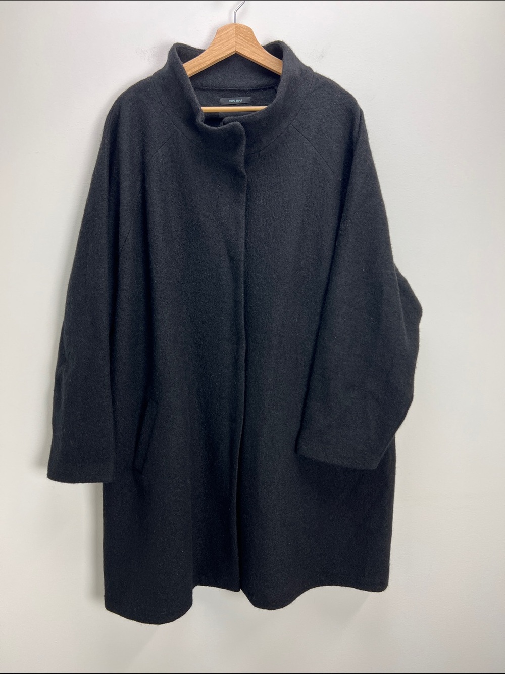 Cynthia Rowley Black Wool Overcoat Mockneck Womens 3X Lightweight Car Coat